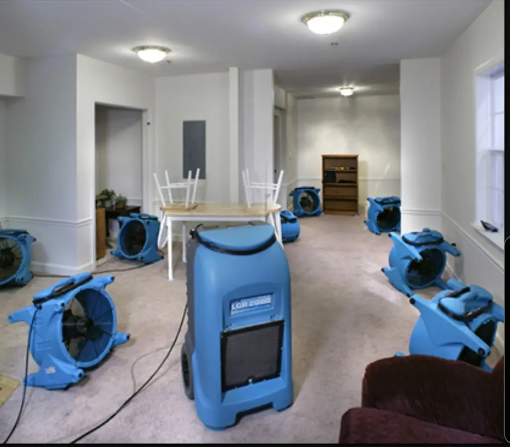 Air movers and dehumidifier setup for Water Damage Restoration in Palm Harbor